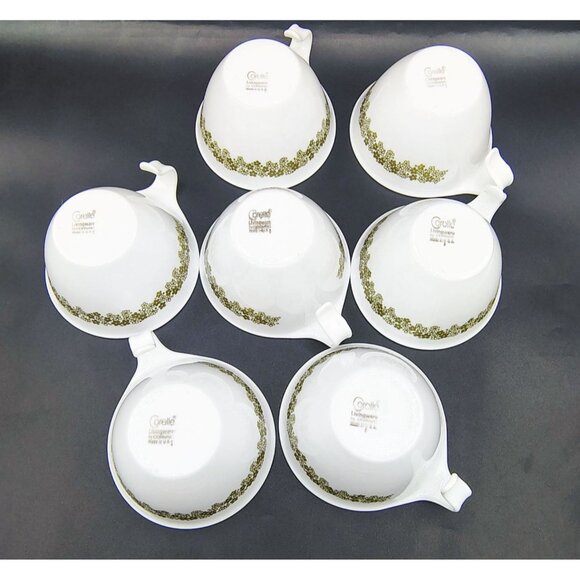 Coffee Cups Spring Blossom Green Crazy Daisy Corning Ware Vintage Lot of 7 - Picture 10 of 13